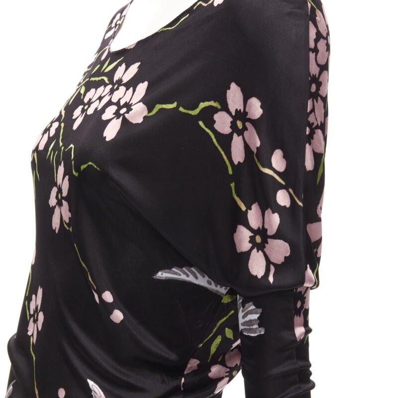 GUCCI TOM FORD 2003 black Japanese Cherry Blossom bodycon dress XS 2