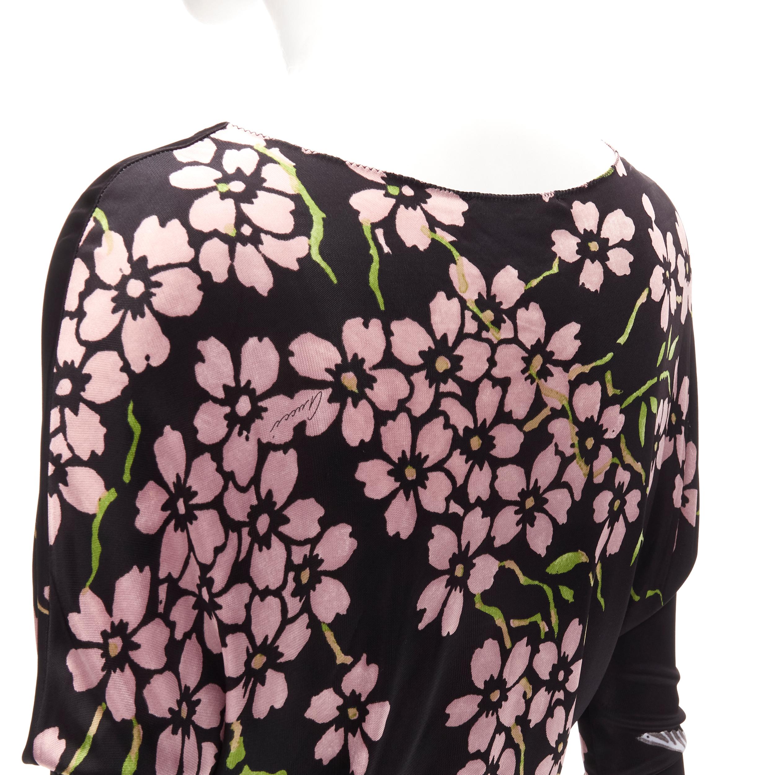 GUCCI TOM FORD 2003 black Japanese Cherry Blossom bodycon dress XS For Sale 1