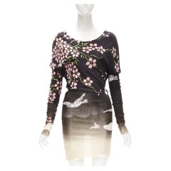 GUCCI TOM FORD 2003 black Japanese Cherry Blossom bodycon dress XS