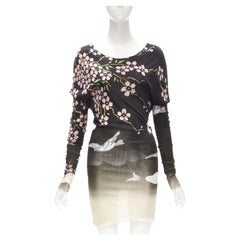 GUCCI TOM FORD 2003 black Japanese Cherry Blossom bodycon dress XS