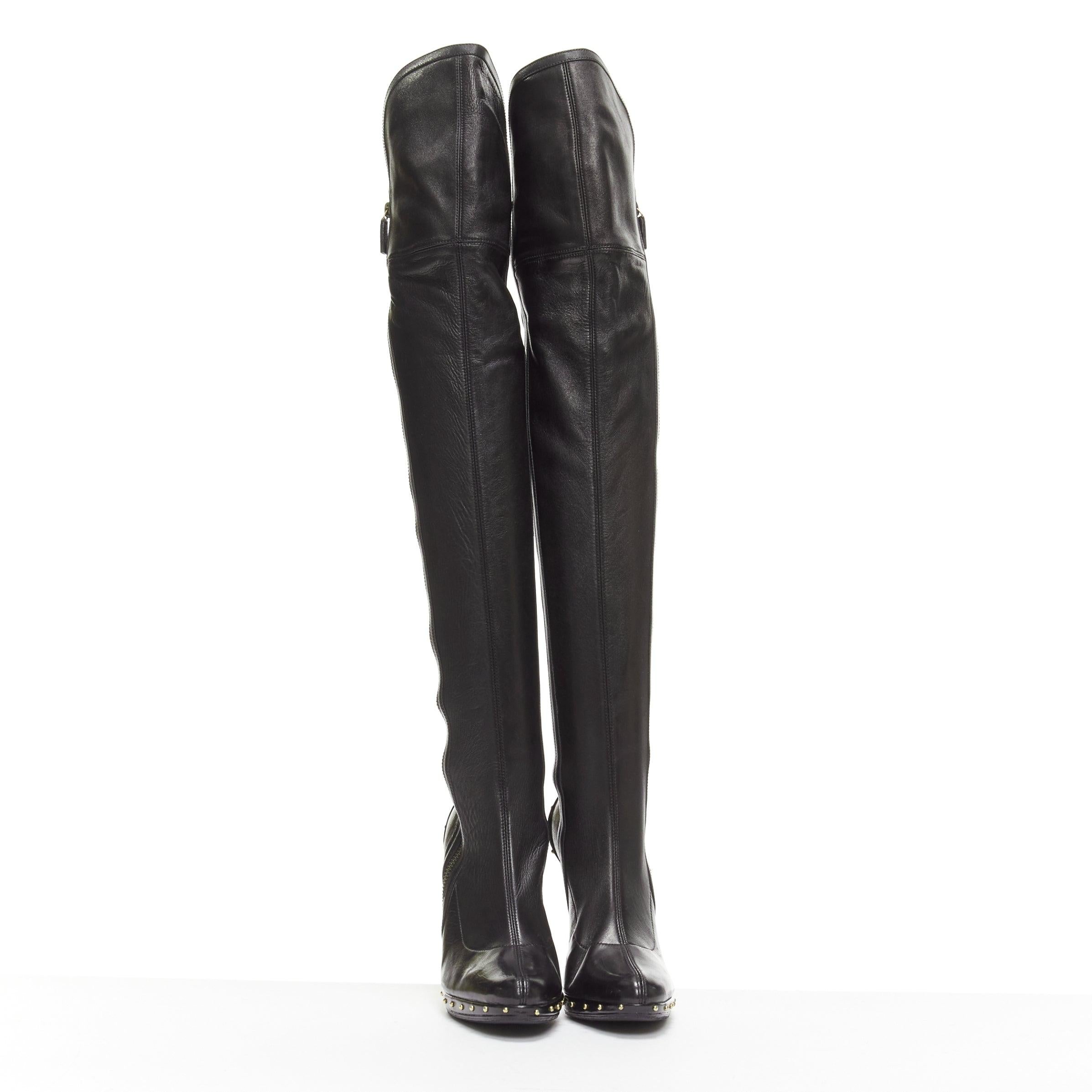 GUCCI TOM FORD 2003 Laufsteg schwarzes Leder beschlagene Stiefel EU37 im Zustand „Gut“ im Angebot in Hong Kong, NT