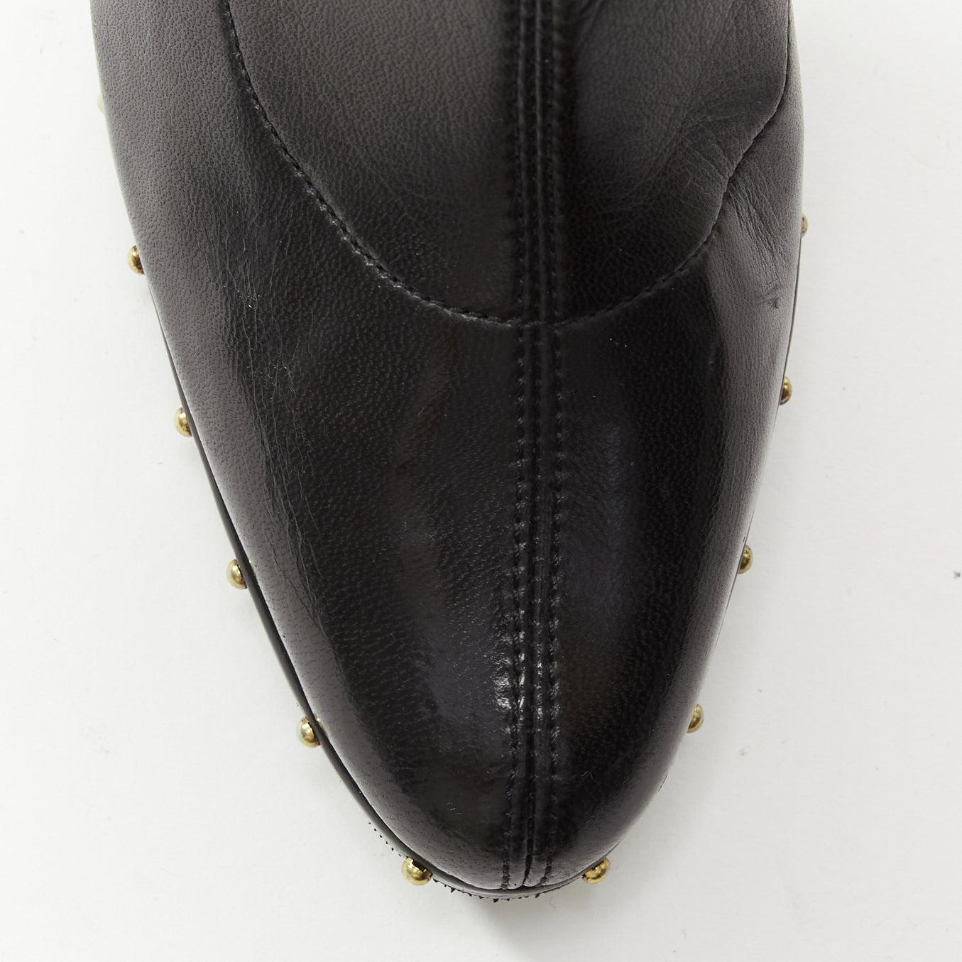 GUCCI TOM FORD 2003 Runway black leather studded thigh high boots EU37 1