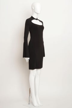 Gucci Tom Ford 2004 Black Stretch Long Sleeve Dress with Cut Out