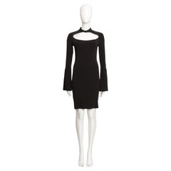 Gucci Tom Ford 2004 Black Stretch Long Sleeve Dress with Cut Out