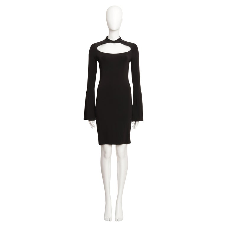 blue dress for baby girl Gucci Black Silk Long Sleeve Shift Dress with Zippers at Side