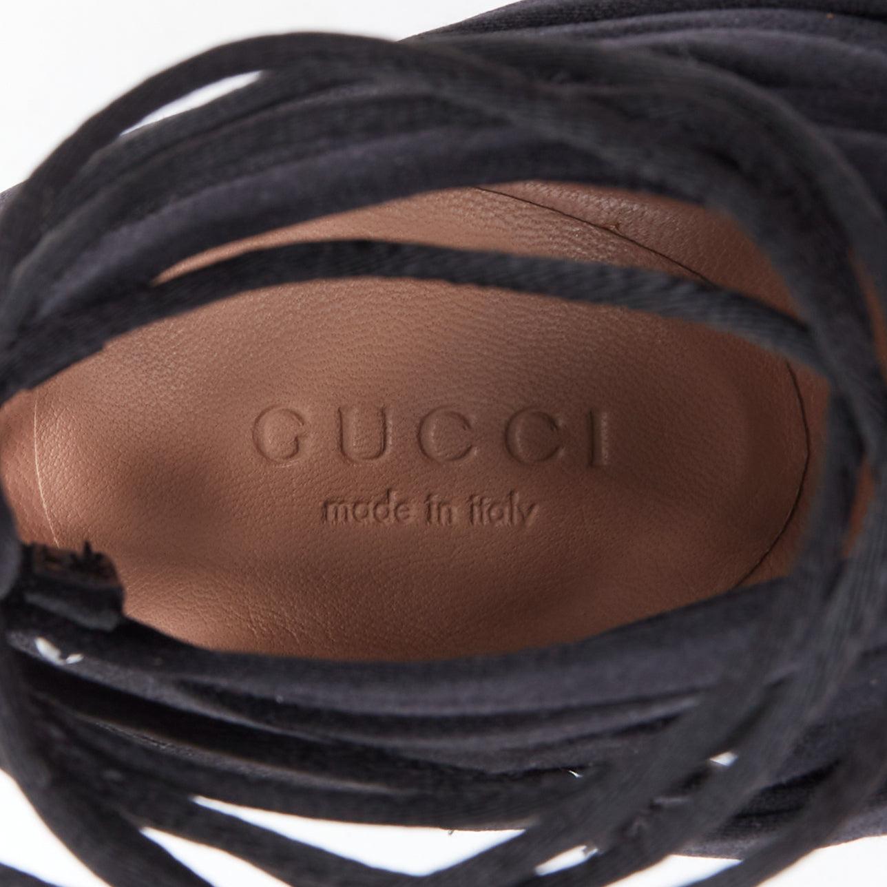 GUCCI Tom Ford 2004 Runway black satin corset crystal bamboo heels EU36C 4