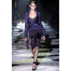 Gucci Tom Ford 2004 Runway Velvet Mink Ankle Tie Heels US 6.5 Y2K