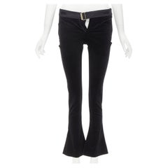 Gucci TOM FORD 2004 Vintage pantalon évasé en velours noir avec boucle dorée IT38 XS