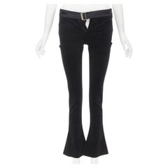 GUCCI TOM FORD 2004 Vintage black web gold buckle velvet flared pants IT38 XS