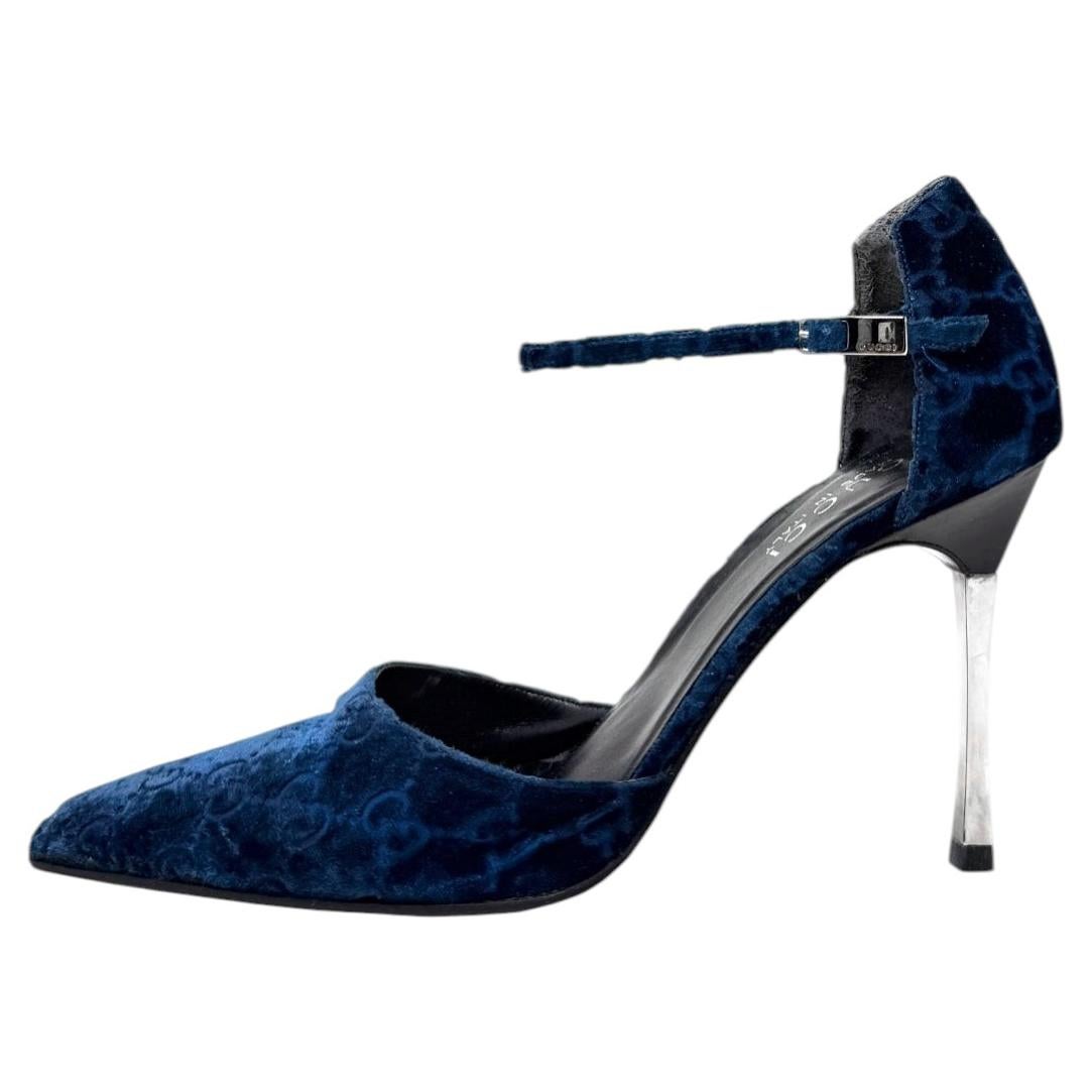 Gucci Tom Ford 90s Samt GG Heels 1994 Archiv 8.5B im Angebot