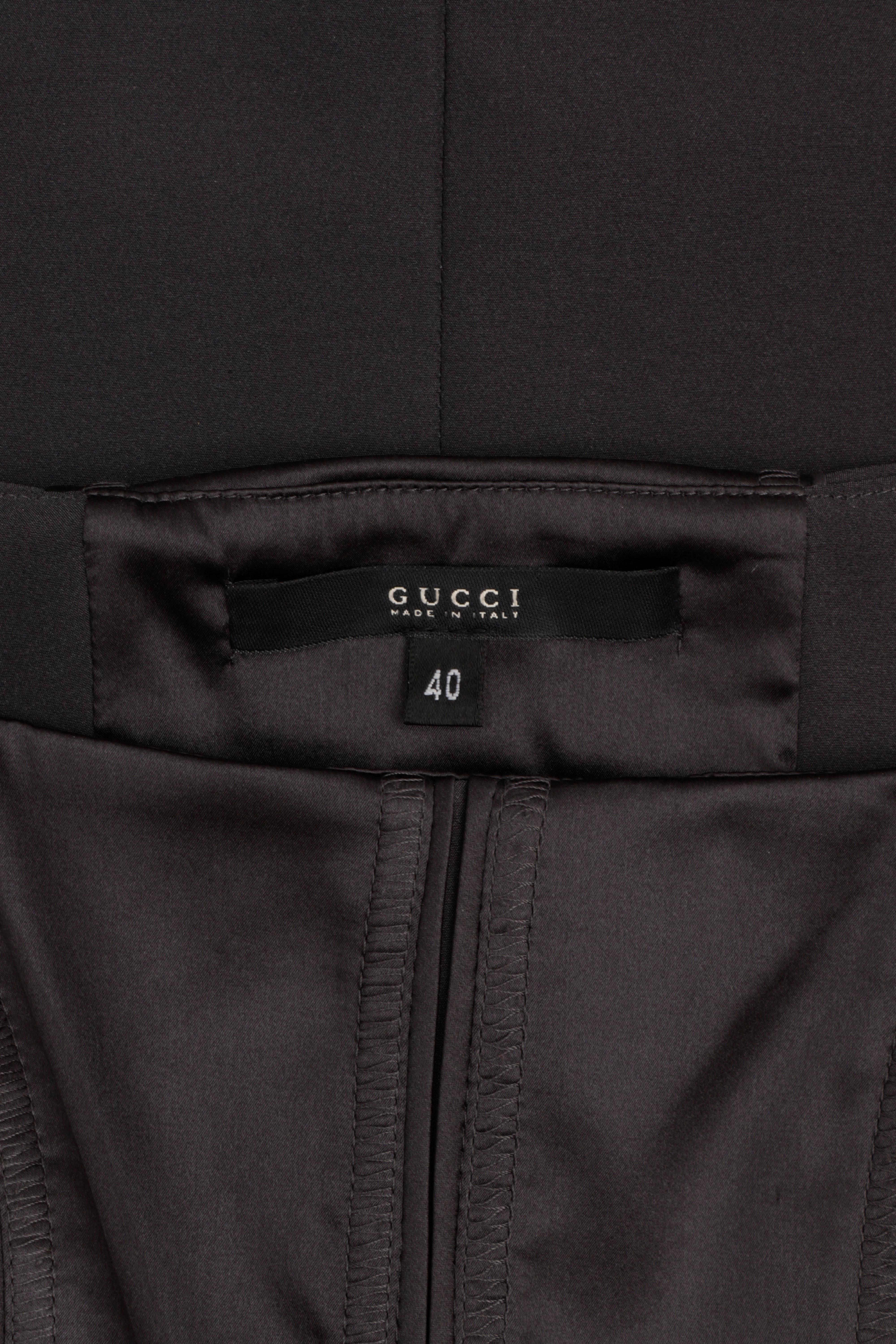 Gucci Tom Ford forcci A/W 2003 - Robe corset ajustée en satin de soie stretch gris foncé en vente 5