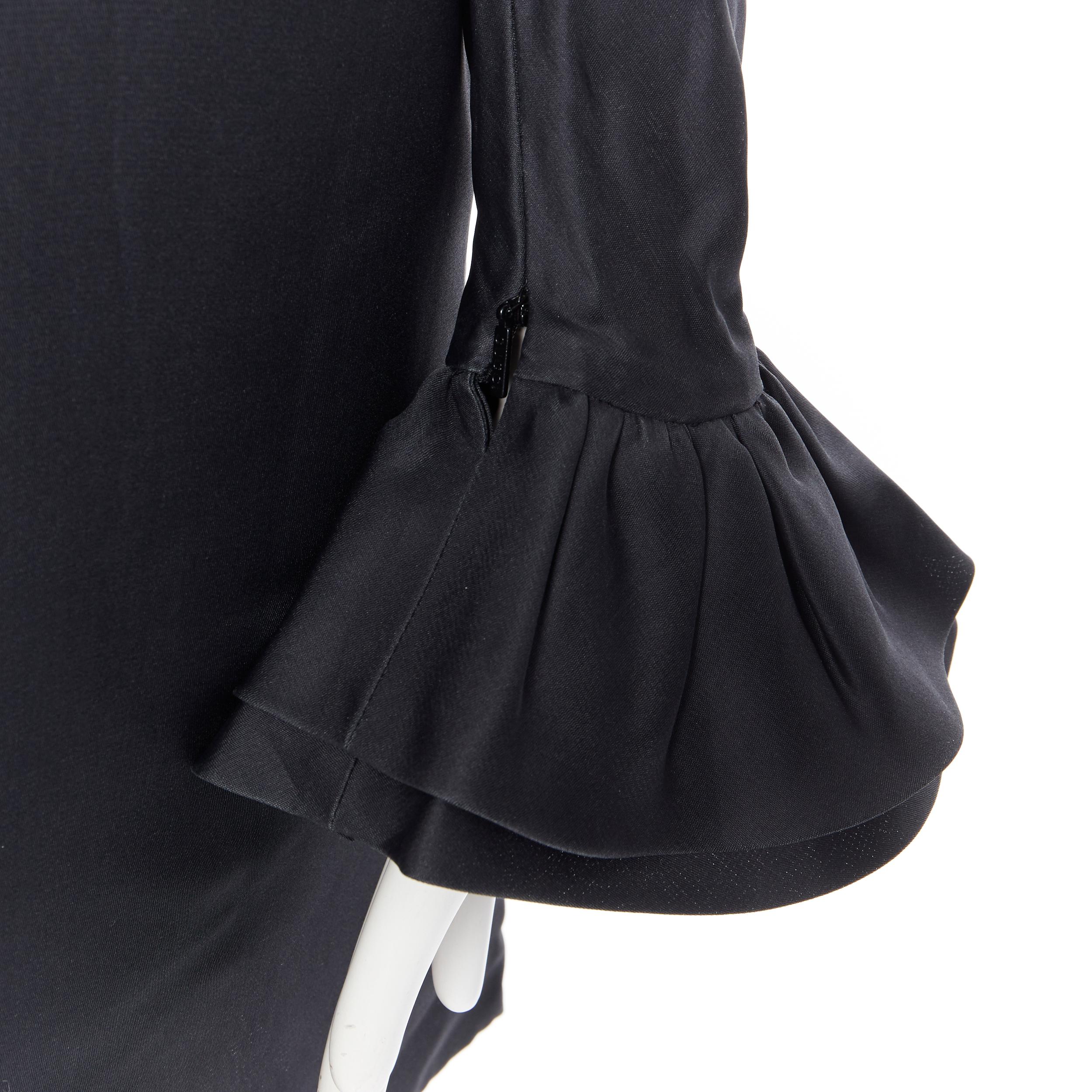 GUCCI TOM FORD AW00 Vintage 100% silk black Victorian plunge neck ruffle dress M 1