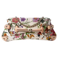 Gucci Tom Ford Sac à main en toile perlée Flora Floral Horsebit Bag