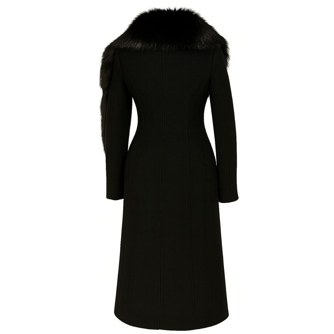 Gucci - Tom Ford - Manteau noir avec fourrure Runway Automne/Hiver 2004 Taille 40IT Bon état - En vente à Saint Petersburg, FL
