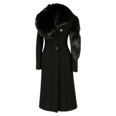 Gucci - Tom Ford - Abrigo negro con piel Pasarela Otoño/Invierno 2004 Talla 40IT