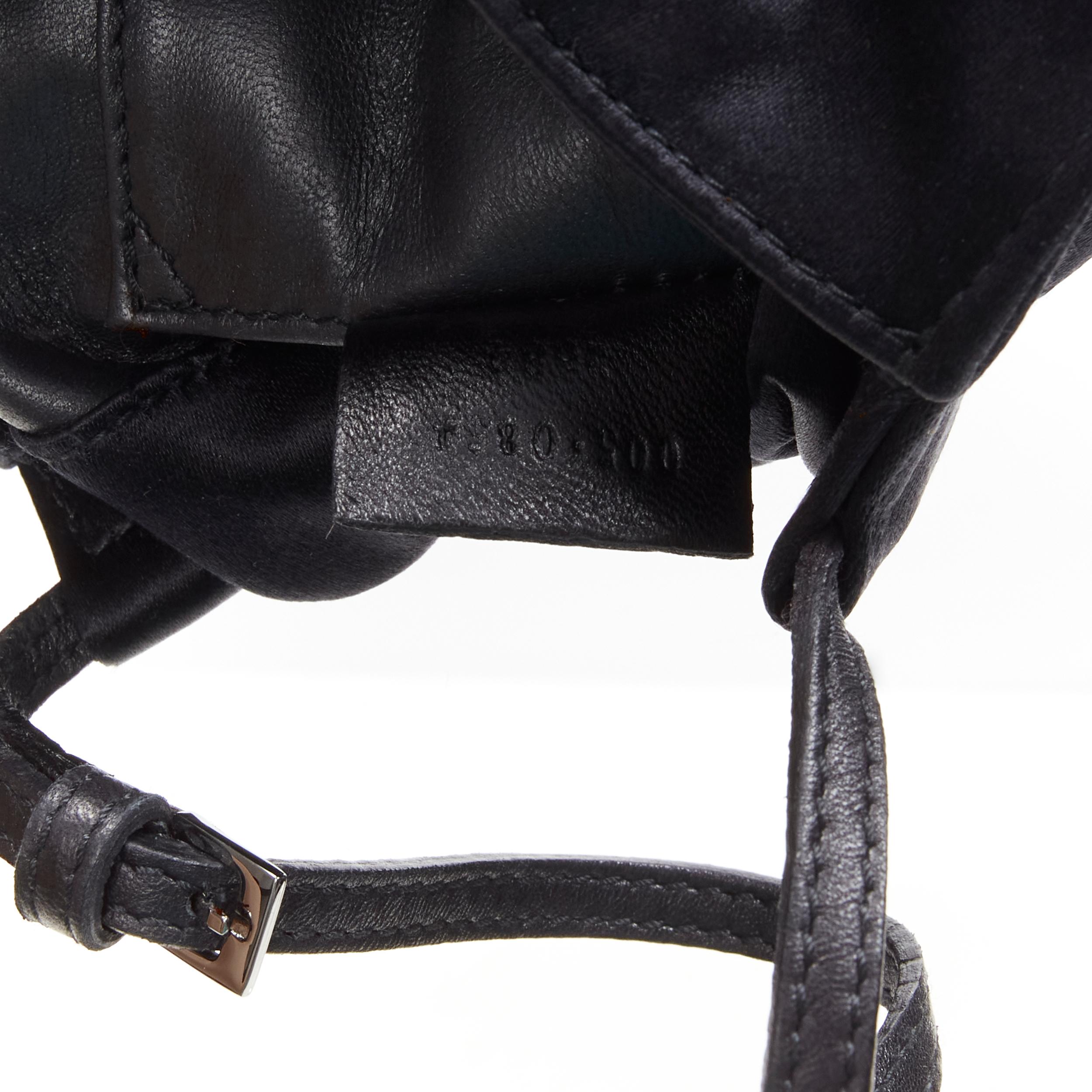 GUCCI TOM FORD black gathered silk satin minimal leather handle bucket bag For Sale 7