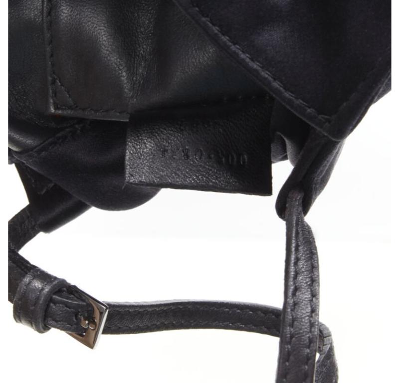 GUCCI TOM FORD black gathered silk satin minimal leather handle bucket bag For Sale 6