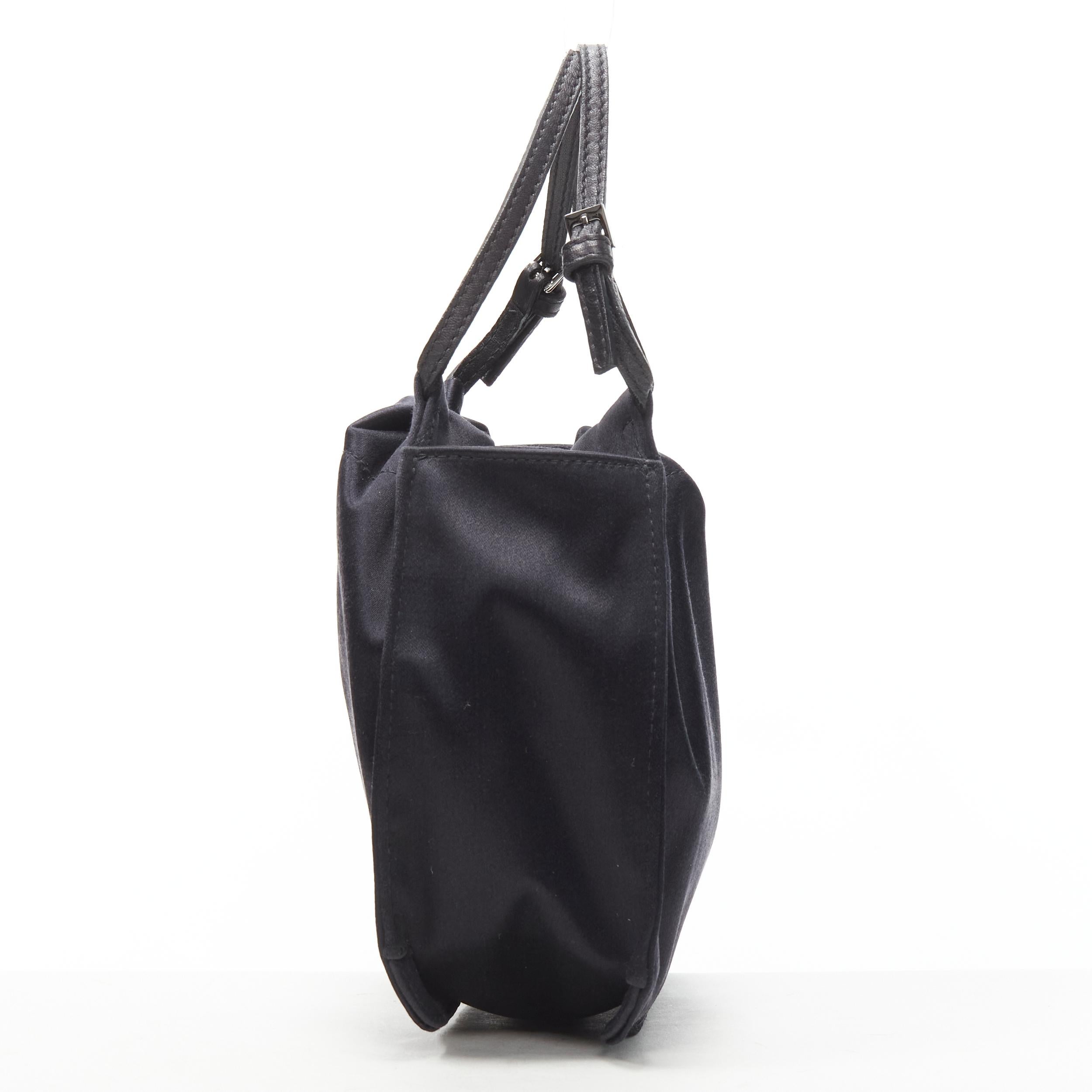 Women's GUCCI TOM FORD black gathered silk satin minimal leather handle bucket bag For Sale