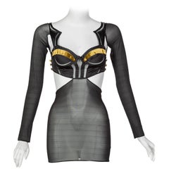 Gucci Tom Ford Bustier Runway Top aus schwarzem goldenem Samt mit Ausschnitten:: 2005