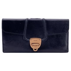 Gucci Tom Ford Black Leather Flap Continental Wallet Coin Purse