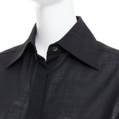 GUCCI Tom Ford Schwarzes minimalistisches, durchsichtiges Hemd mit Knopfleiste