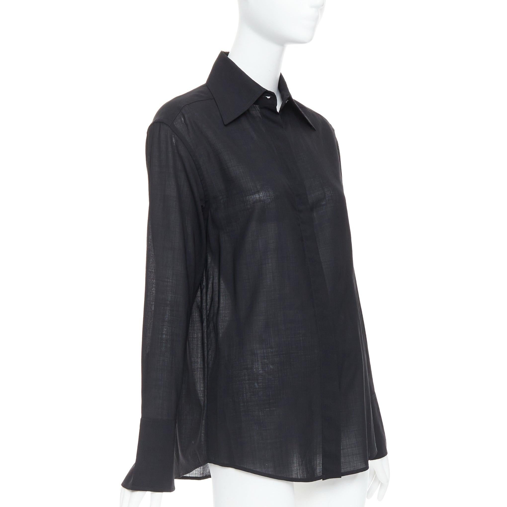 Black GUCCI Tom Ford black minimal sheer button down dress shirt For Sale