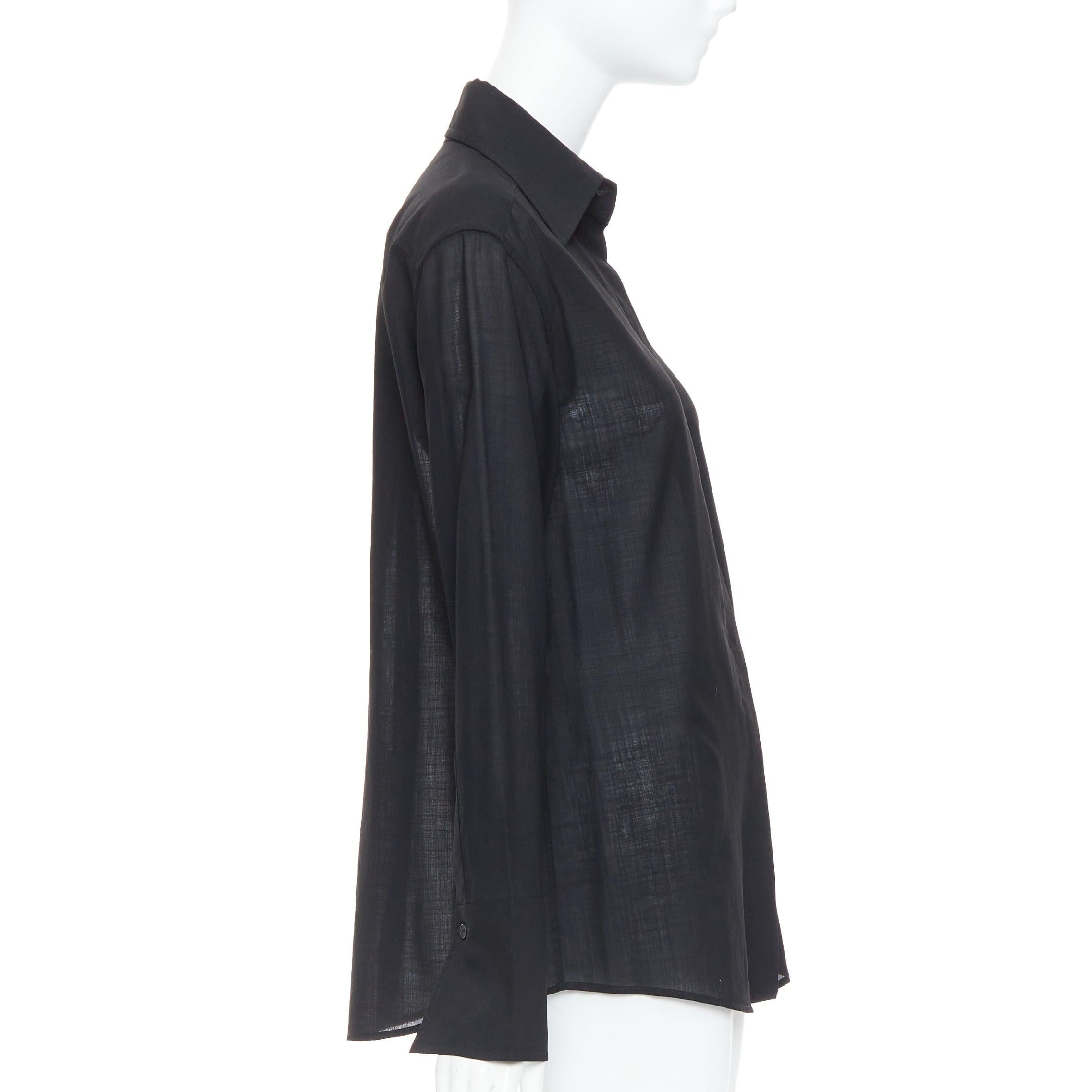 GUCCI Tom Ford black minimal sheer button down dress shirt In Excellent Condition For Sale In Hong Kong, NT