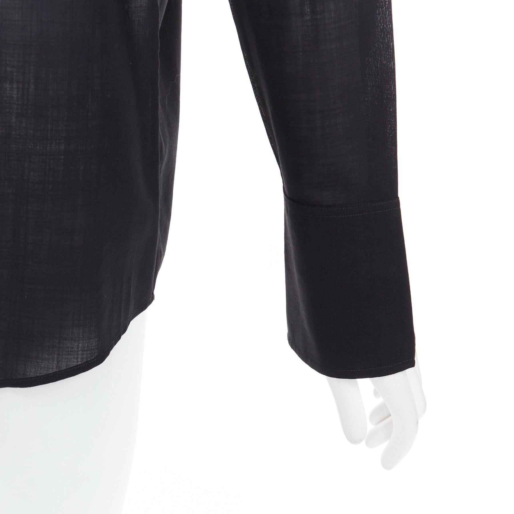 GUCCI Tom Ford black minimal sheer button down dress shirt For Sale 2