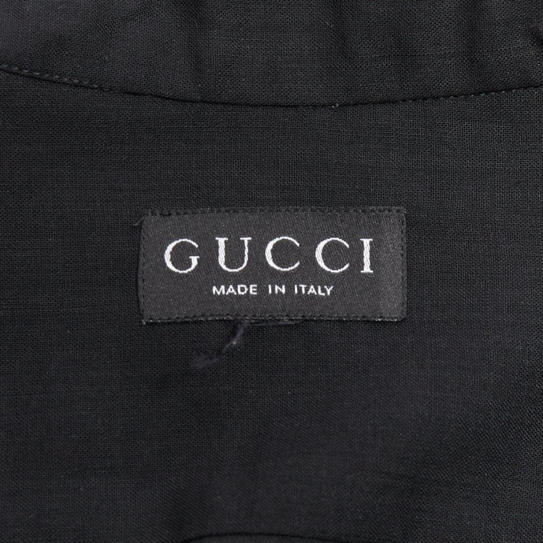 GUCCI Tom Ford black minimal sheer button down dress shirt For Sale 3