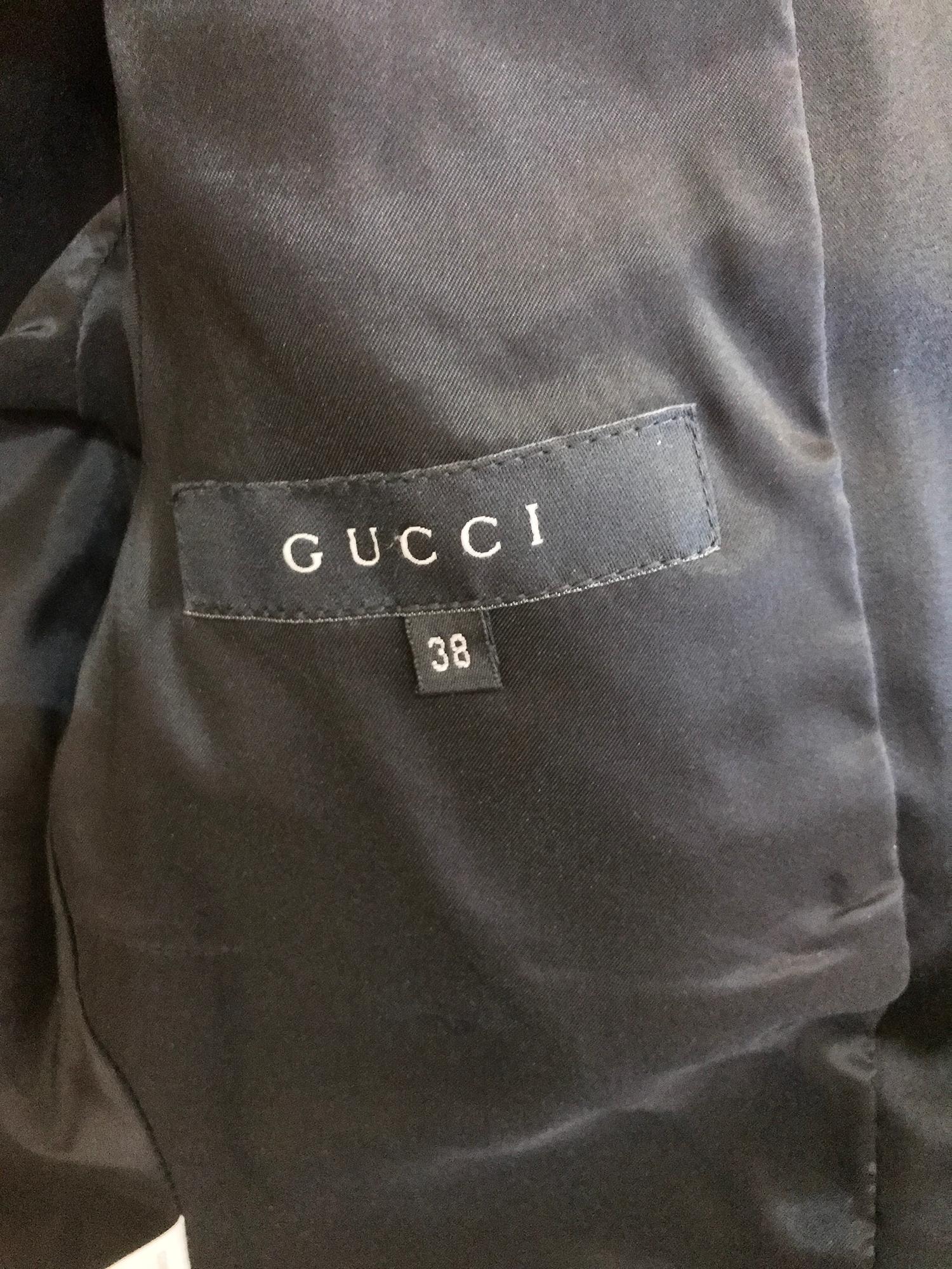 Gucci Tom Ford Black Raw Edge Polished Cotton Fan Pleated Jacket 8