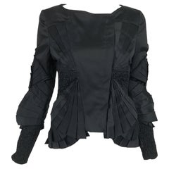 Gucci Tom Ford Jacke mit Fächerfalten und ungesäumten Kanten aus polierter Baumwolle