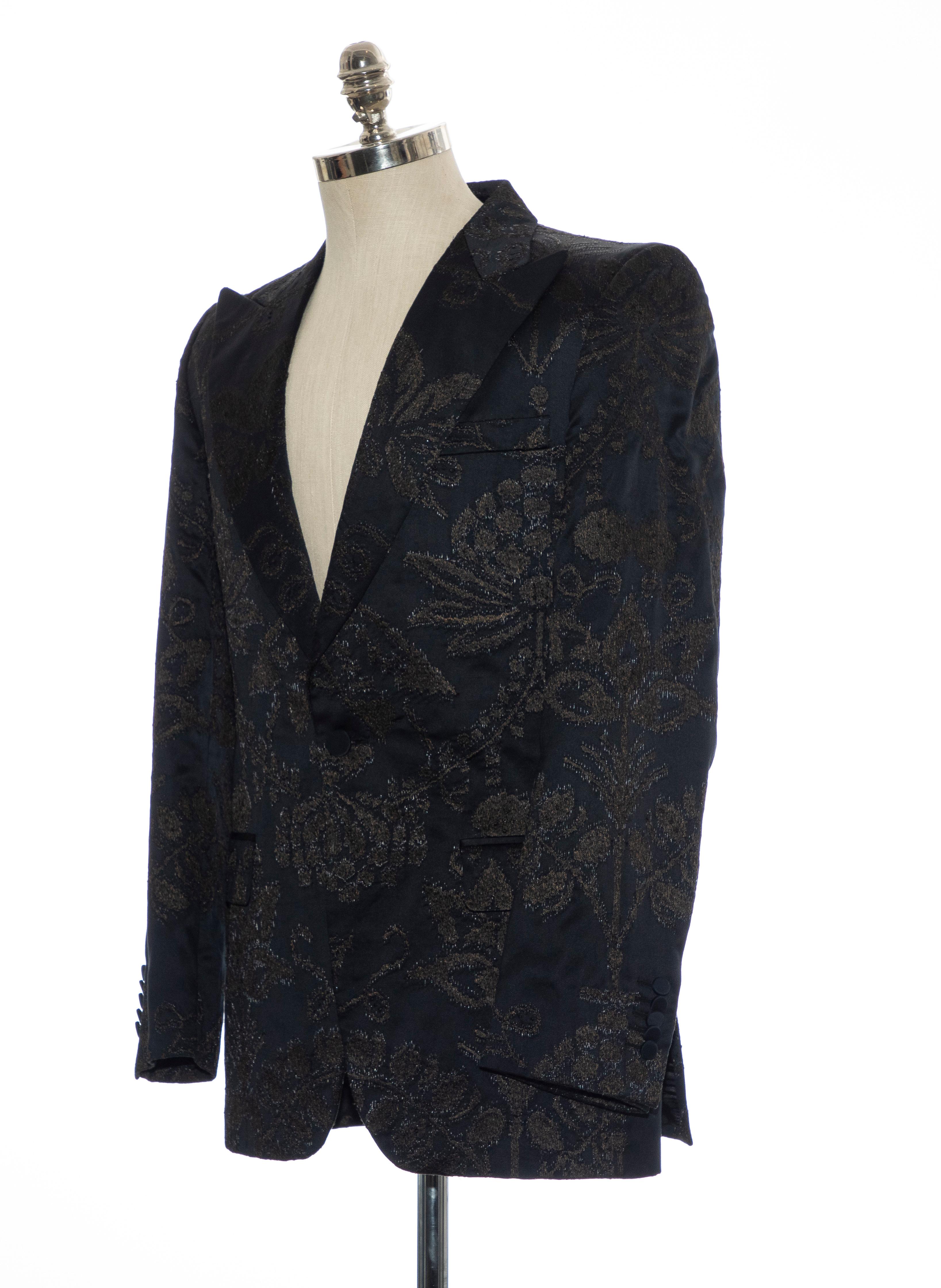 Gucci Tom Ford Black Satin Jacquard Tuxedo Blazer, Spring 2000 5