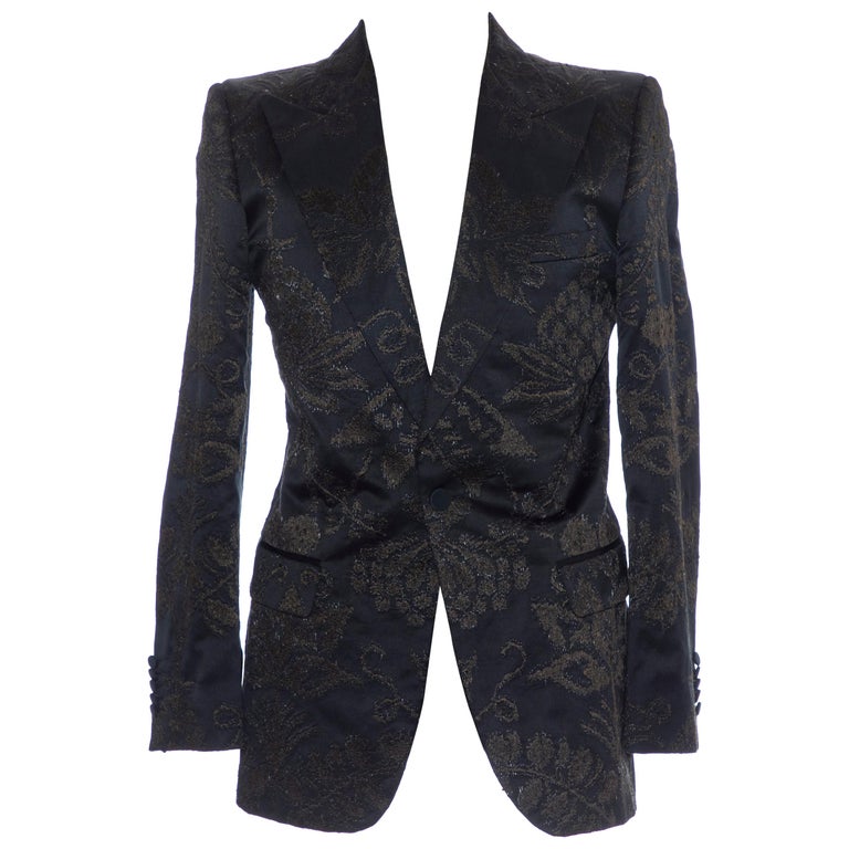 Gucci Tom Ford schwarzen Satin Jacquard Smoking Blazer, Frühjahr 2000 1