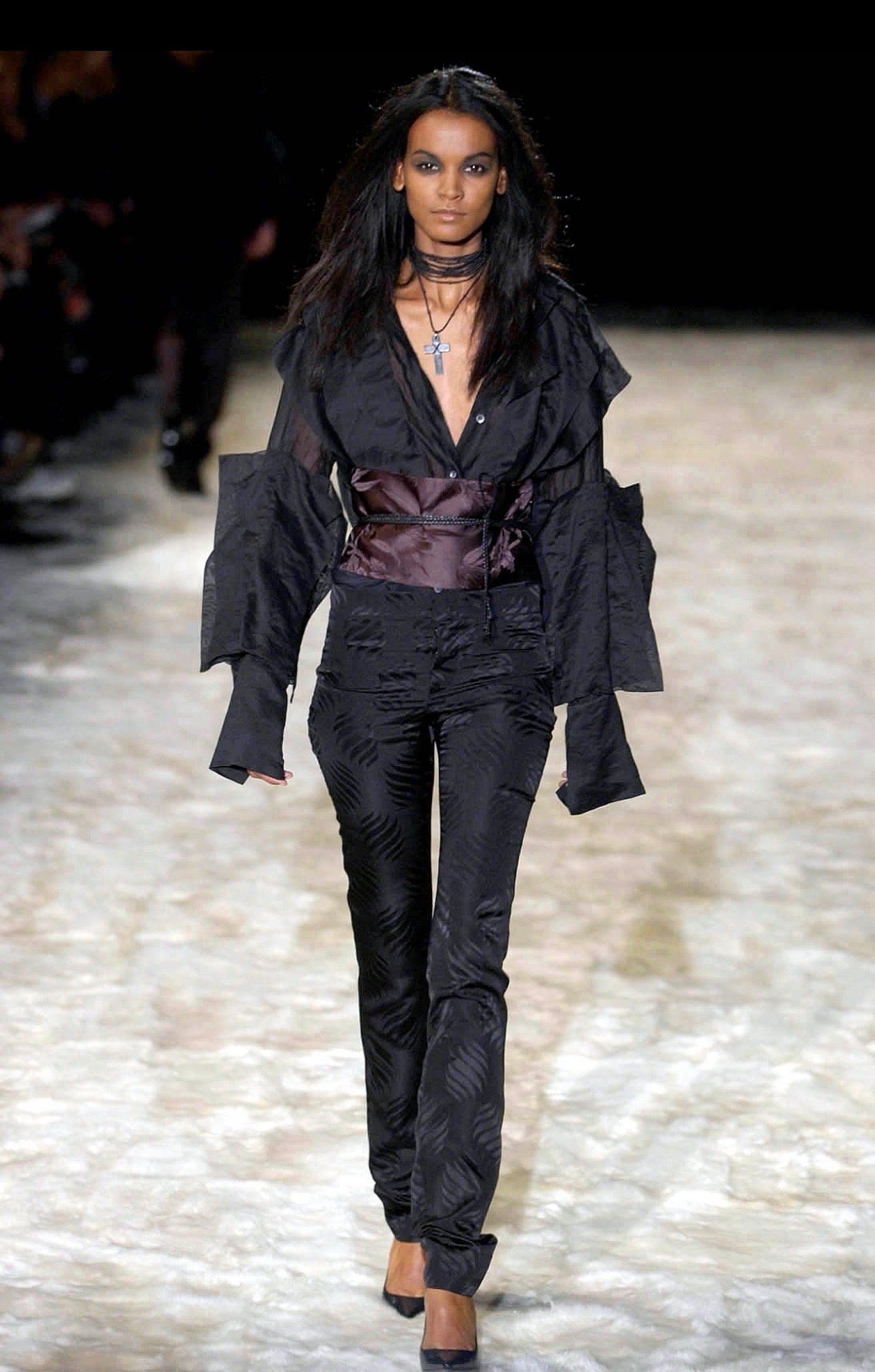 Gucci Tom Ford Black Silk Trousers F/W 2002 For Sale