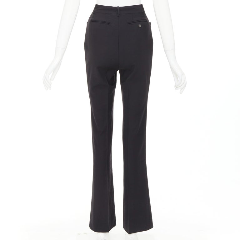 GUCCI Tom Ford black wooly curved pocket high waist flare trousers