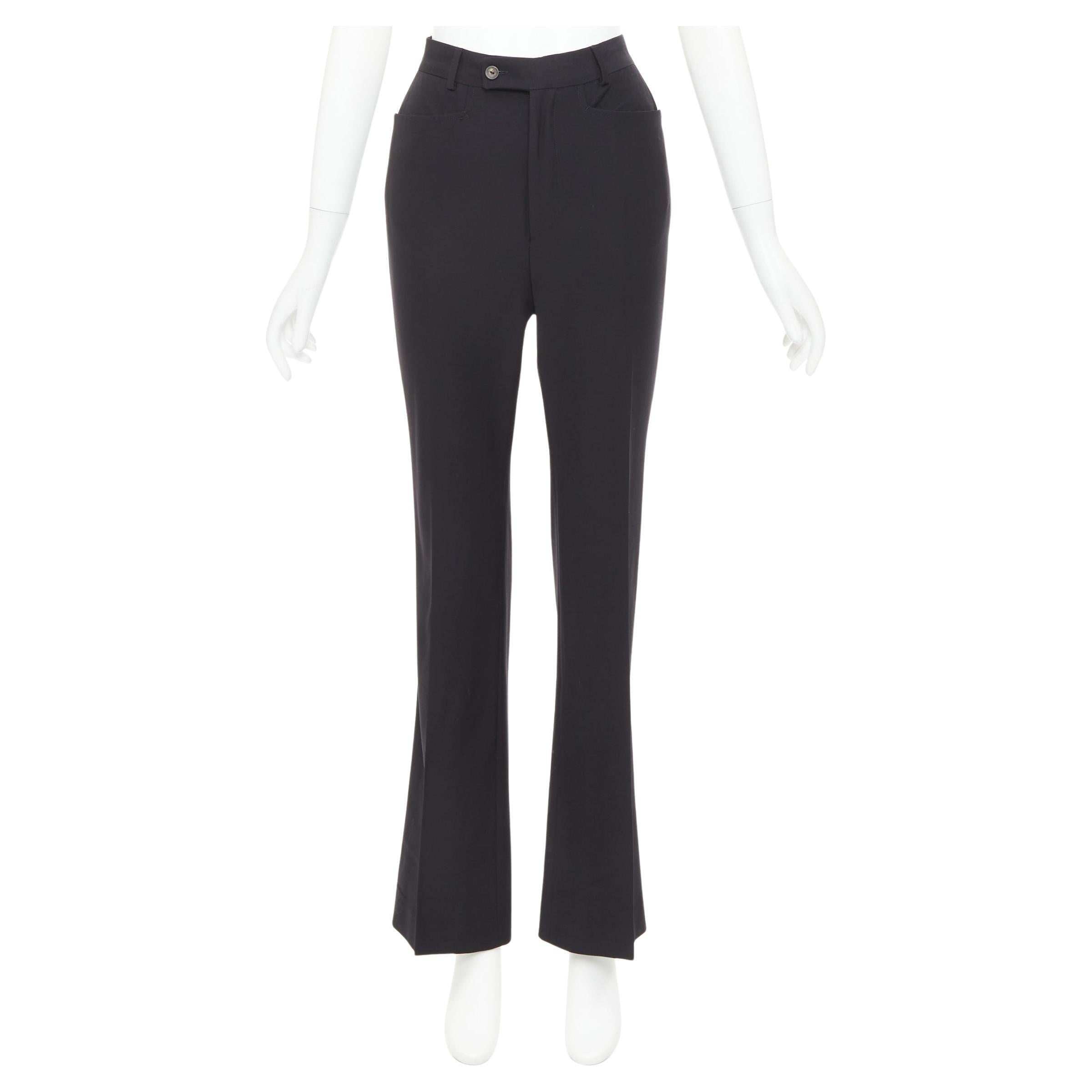 GUCCI Tom Ford black wooly curved pocket high waist flare trousers