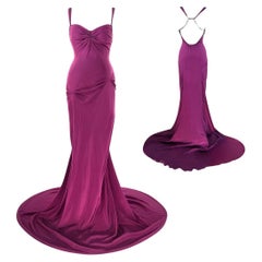 Gucci - Tom Ford Burgundy Silk Evening Gown Fall/Winter 2002 Size 38IT