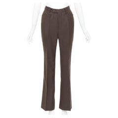 GUCCI Tom Ford chocolate brown curved pocket high waist flare trousers IT40 S