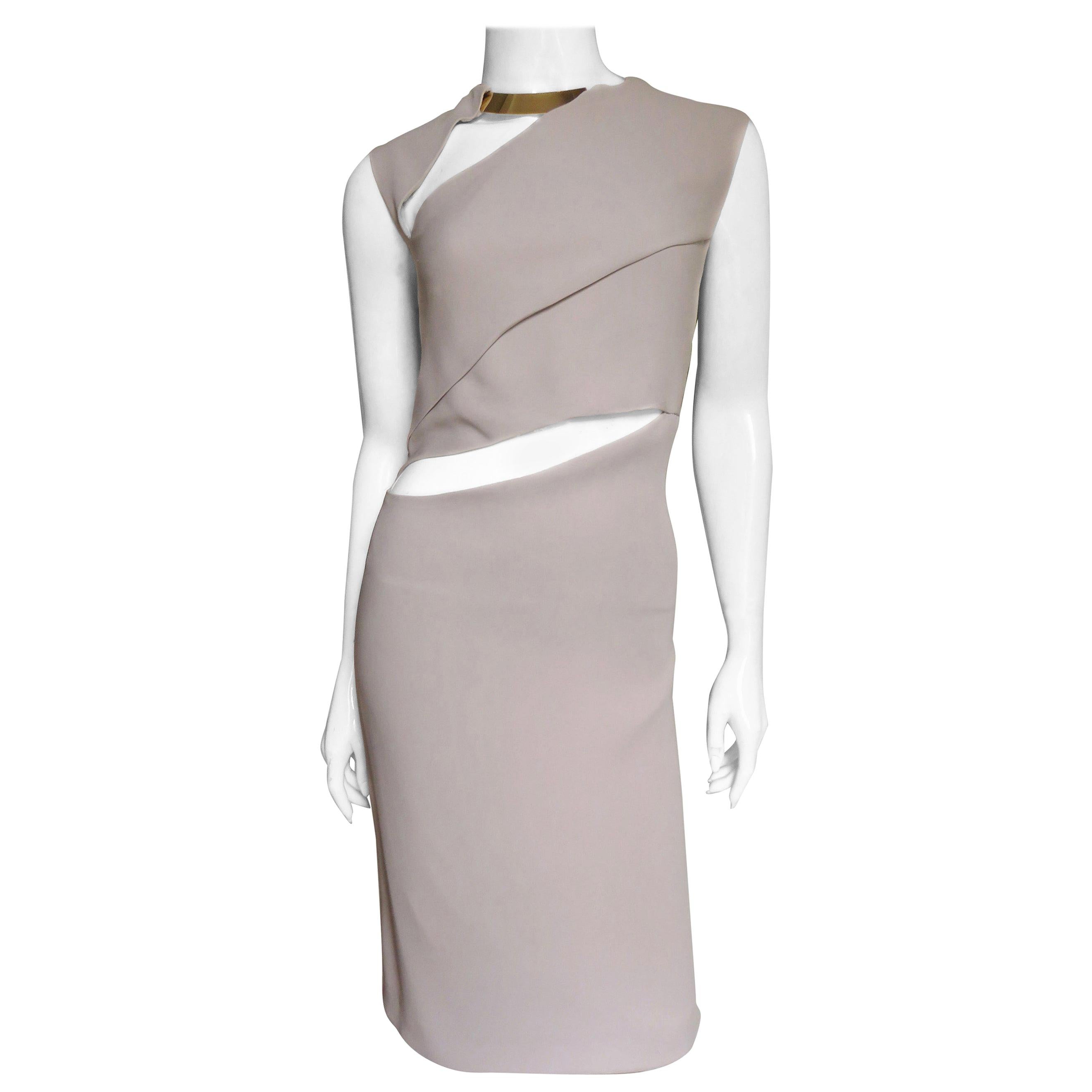 Gucci Tom Ford Cut out Dress with Metal Collar