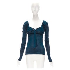 Tom Ford for Gucci top in velluto blu scuro con scollo a palloncino XS