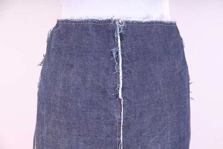 Gucci Tom Ford denim fringe lace skirt, denim For Sale at 1stDibs
