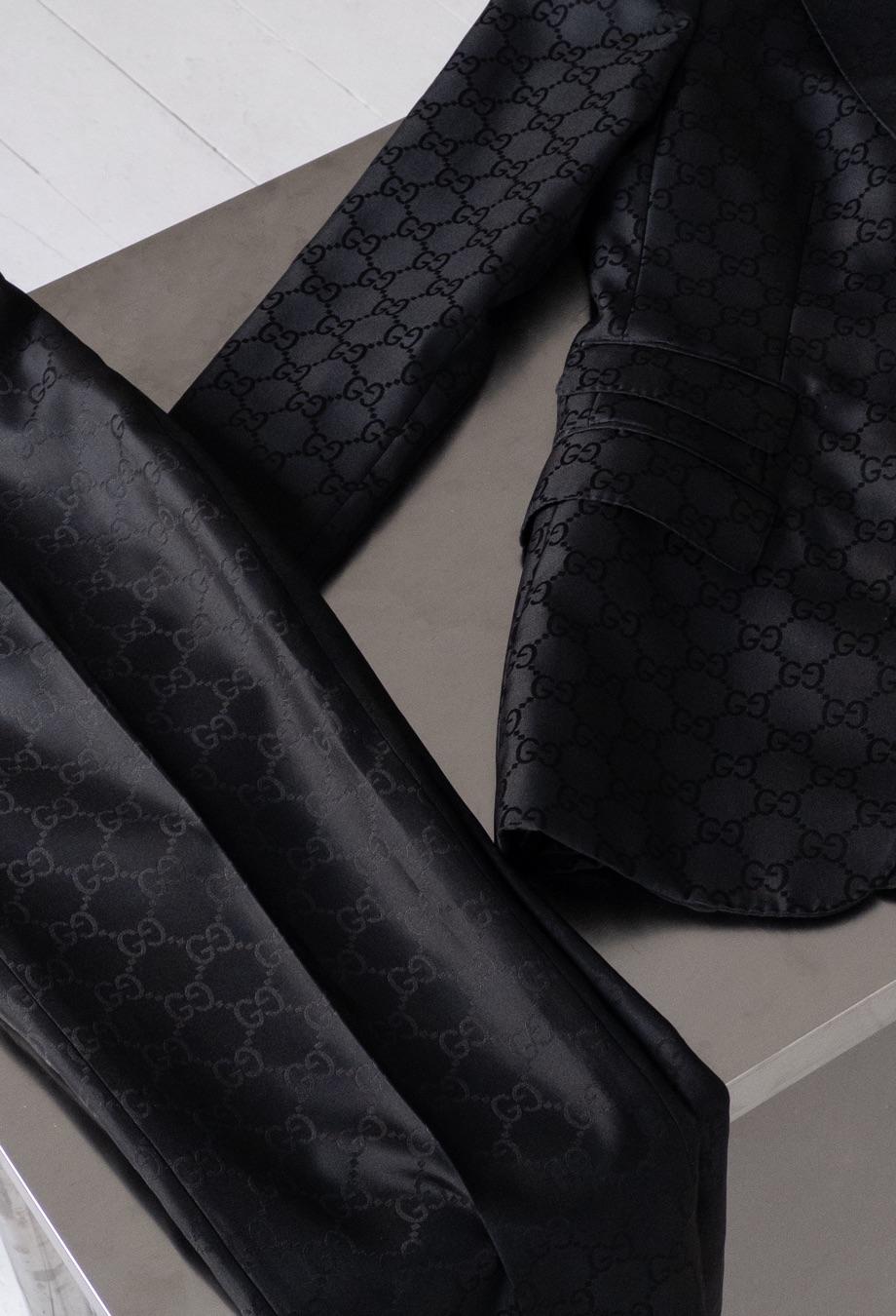 Black Gucci Tom Ford Era 1998 Runway Monogram GG Suit