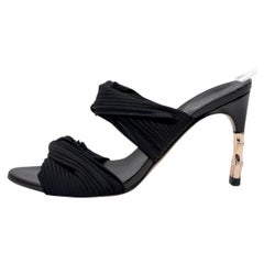 Gucci Tom Ford Era 2004 Black Heels Sandals Gold Heel Slide Mule 6B