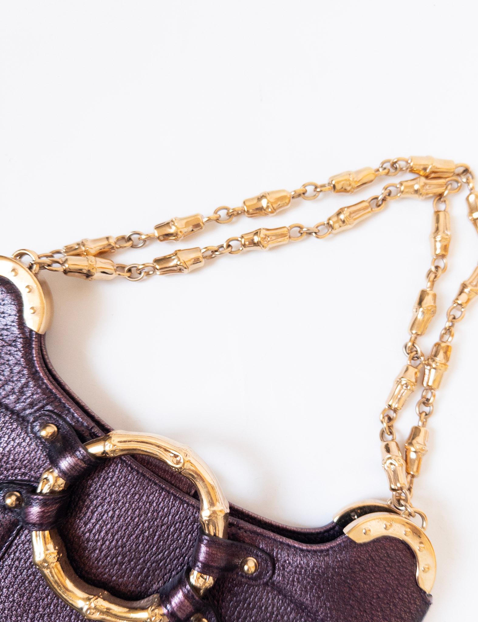 Sac Gucci Tom Ford Édition limitée AD Era 2004 Bamboo Chain Metallic en vente 4