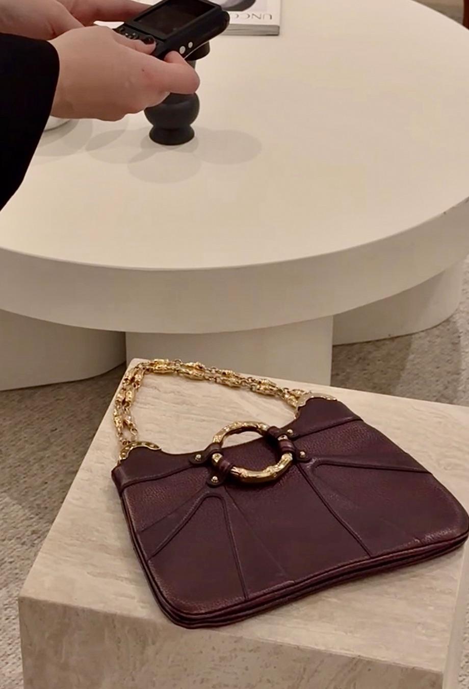 Gucci Tom Ford Era 2004 Limited Edition AD Era Bag Bamboo Chain Metallic For Sale 1
