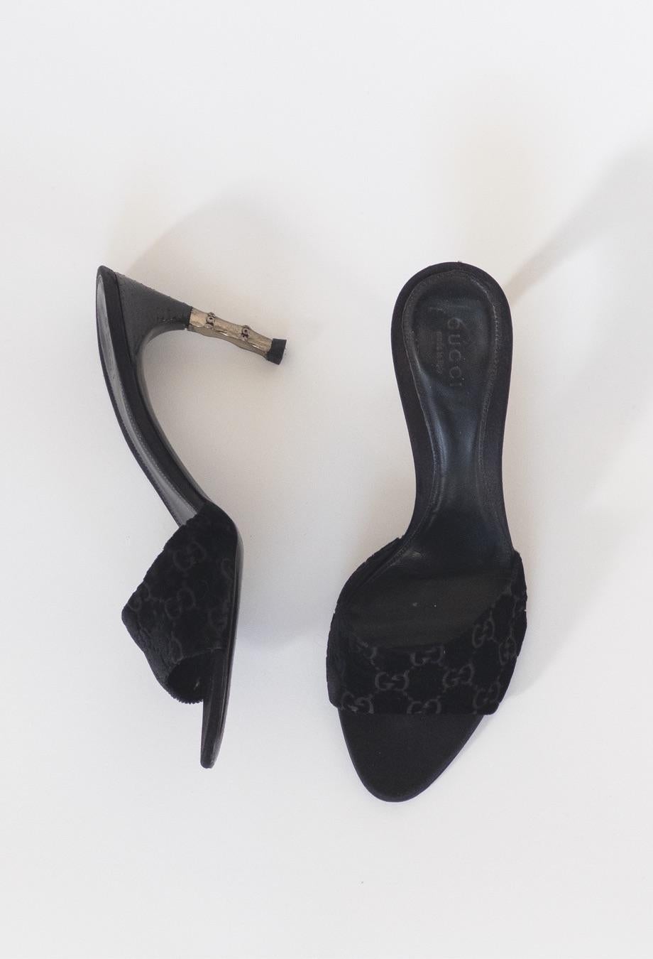 Gucci Tom Ford Era 2004 Velvet GG Monogram Heels In Good Condition For Sale In Melbourne, VIC