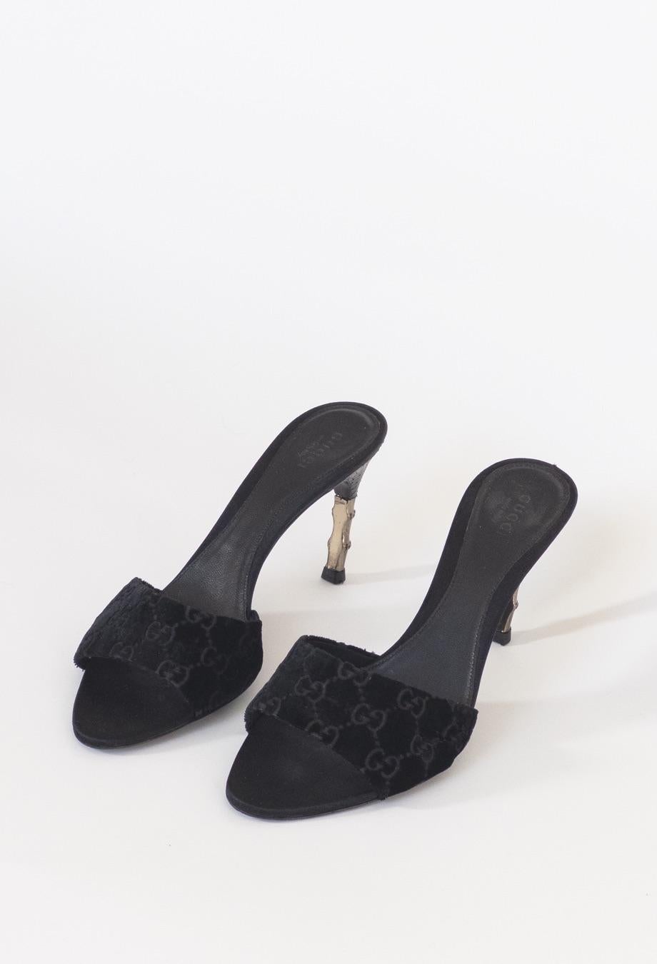 Gucci Tom Ford Era 2004 Velvet GG Monogram Heels For Sale 1