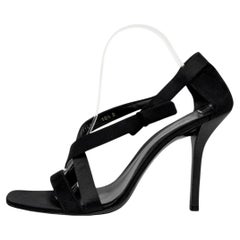 Gucci Tom Ford Era Satin Suede Crystal G Logo Sandals Heels Black 10.5 B