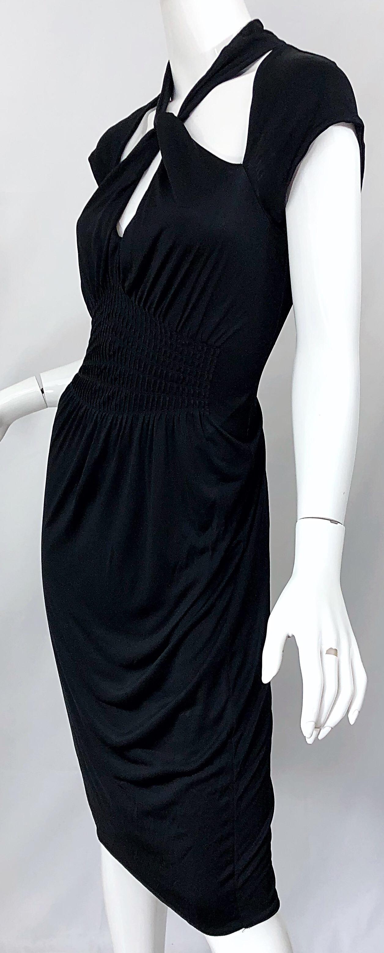 Gucci Tom Ford Fall 2003 Runway Black Cut Out Backless Stretch Jersey Dress 6