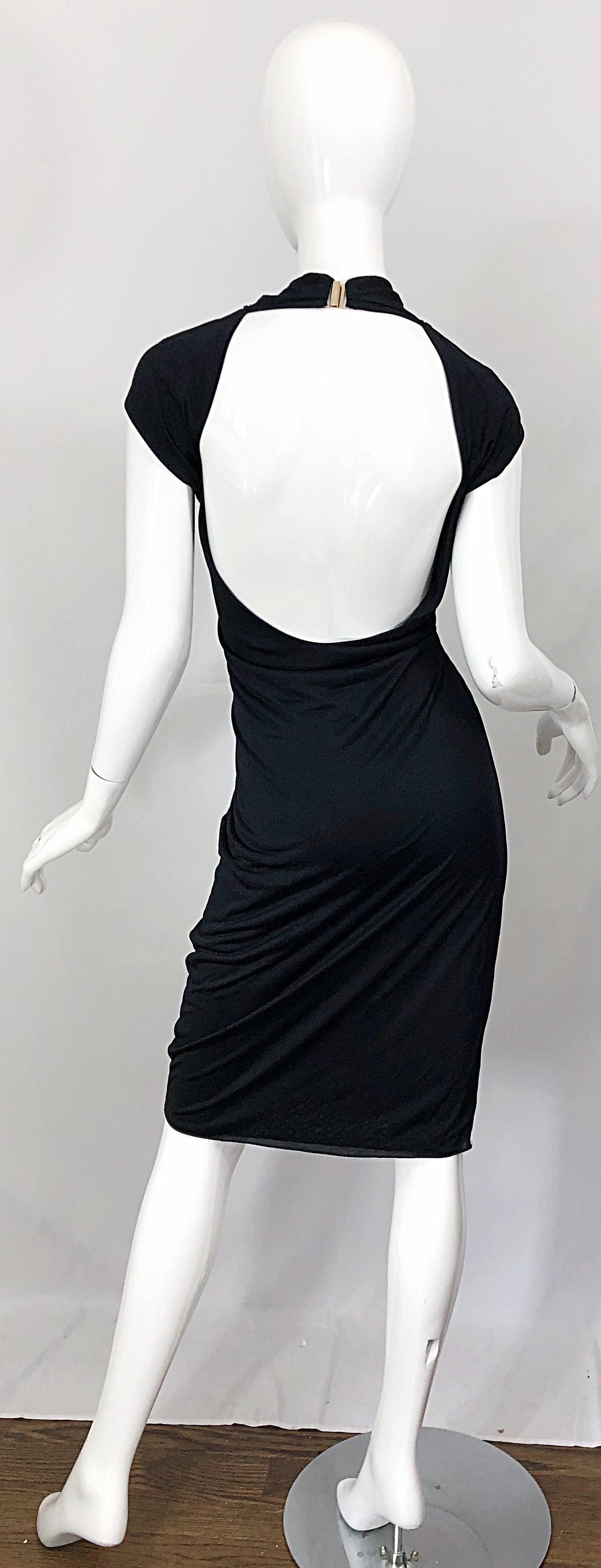 Gucci Tom Ford Fall 2003 Runway Black Cut Out Backless Stretch Jersey Dress  7